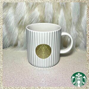 🎄☕ NWT 2025 Starbucks White Ribbed w/ Siren Signet 16oz Ceramic Mug